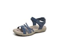 IVACHY Women's Ultra-Soft Strappy Hook & Loop adjustable Wide fit Flat Sandals in Navy | Size: 4 IVACHY Navy 4