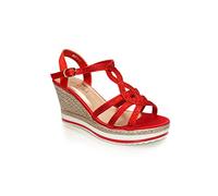 IVACHY Women's Crystal Sparkling Shine Espadrille Style Platform Wedge Sandals in Red | Size: 6 IVACHY Red 6