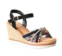 IVACHY Women's Wedge Sandals - Floral Tropical Design, Comfort Cushioned Footbed, Adjustable Ankle Strap - 8cm Wedge - Available in UK SIZE 3 TO 7.5