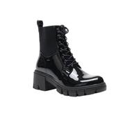 TOP STAKA Womens Winter Ankle Boots Lace Up Fasterning Zip Closure Black Patent Boots Elastic Band Block Heel Shoes Platform Boots Insulating UK Size 3-7.5 Style A68090