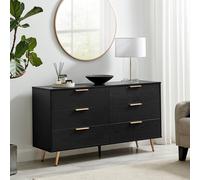 Ivala Black & Copper Effect Chest of 6 Drawers FurnitureboxUK Black One Size