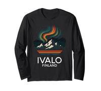 Ivalo Finland Northern Lights Aurora Mountains Finnish Finns Long Sleeve T-Shirt