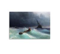 Ivan Aivazovsky Fine Artwork Poster Ship in A Storm Wall Art Picture Canvas Prints Bedroom Living Room Decor 24x36inch(60x90cm)