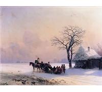 Ivan Aivazovsky Photo A4 winter scene in little russia 1868