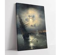 Ivan Aivazovsky Sailing Ship on the High Seas in Moonlight Canvas Wall Art Print Picture - 32 inch wide x 47 inch high (Frame Depth 30mm)
