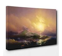 Ivan Aivazovsky The Ninth Wave Canvas Print | Gallery Wrapped 30mm Frame Wall Art | 30x20 inches | Ready to Hang | Modern Seascape Picture | Living Room Bedroom Lounge Office