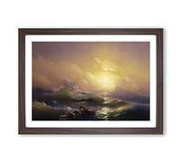 Ivan Aivazovsky The Ninth Wave Framed Print | A2 Walnut Framed Wall Art | Ready to Hang | Modern Nautical Picture | Living Room Bedroom Lounge Office
