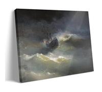 Ivan Aivazovsky Wall Art Prints Paintings Poster Ship During A Sea Storm(The Ship Maria in The Storm) 1892 Print Photo Art Painting Canvas Home Decorative Bedroom Modern Decors Frame 16x24inch(40x60c