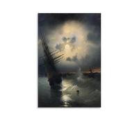 Ivan Aivazovsky Works《Sailing Ship on A Calm Sea by Moonlight》Printing Posters Trendy Artwork Canvas Prints Classic Wall Painting Decor for Modern Homes 24x36inch(60x90cm)