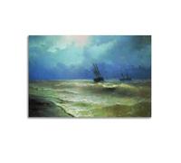 Ivan Konstantinovich Aivazovsky Ships in A Stormy Sea Art Poster Wall Art Picture Painting Canvas Prints Artworks Bedroom Living Room Decor 20x30inch(50x75cm)