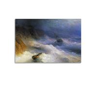 Ivan Konstantinovich Aivazovsky Storm at Cape Aya Art Poster Painting On Canvas Wall Art Scroll Picture Print Living Room Walls Decor Homes 08x12inch(20x30cm)