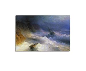 Ivan Konstantinovich Aivazovsky Storm at Cape Aya Art Poster Painting On Canvas Wall Art Scroll Picture Print Living Room Walls Decor Homes 08x12inch(20x30cm)