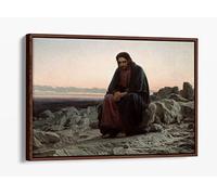 Ivan Kramskoy, Christ in the Wilderness Canvas Floater Frame Print Picture Art - Walnut Frame 18 inch wide x 12 inch high
