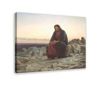 Ivan Nikolaevich Kramskoi - Christ in The Wilderness Desert Canvas Art Poster And Wall Art Picture Print Modern Family Bedroom Decor Frame 12x18inch(3