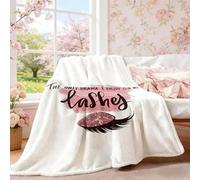 Ivarunner Lash Throw Blanket (50"x60") - Pink Eyelashes Throw Blanket for Lash Room Decor,Galentine's Day Gifts for Lash Artists, Friends & Makeup Lovers