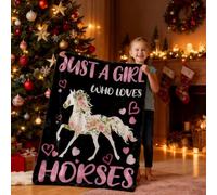 Ivarunner Mother Day Blanket Gifts for Daughter,Horse Blanket for Girls, Preppy Girly Throw Blanket 50" x 40", Horse Gift Mother Day Birthday Gifts for Cowgirl,Granddaughter
