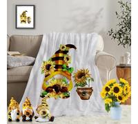 Ivarunner Sunflower Gnome Flannel Throw Blanket,Gnome Blankets for Adults/Women/Kids/Friends,Gnome Gifts,Couch Sofa Bed Travel Blankets Home Decor All Seasons,50x60 Inch
