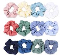 IVARYSS Cute Hair Scrunchies for Girls and Women, 12 PCS Premium Twill Fabric Scrunchy, Soft Elastic Bands Ponytail Holder Hair Accessories