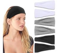 IVARYSS Headbands for Women, Non-Slip, Premium Stretchy Head Bands Hair Accessories,Wear for Yoga, Fashion, Working Out, Travel or Running, 6 Pack, Black White Grey