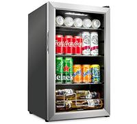 Ivation - 101 Can Beverage Refrigerator, Ultra Cool Freestanding Beer, Cocktail, Soda Juice, Home/Office, Reversible Glass Door, Adjustable Shelf, Stainless Steel