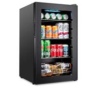 Ivation Beverage Cooler 101 Can Ultra Cool Freestanding Beer, Cocktail, Soda, Juice, for Home/Office, Reversible Glass Door, Adjustable Shelf, Black