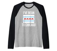 I've Bean to Chicago Flag with Bean Cloud gate Stars Raglan Baseball Tee
