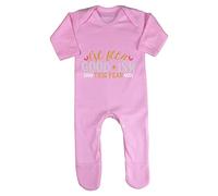 I've Been goodish This Year Baby Romper Jumpsuit with feet, 3-6 Months, Pastel Pink