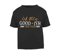 I've Been goodish This Year Short Sleeve Cotton Toddler t Shirt, 3-4 Years, Black