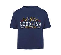 I've Been goodish This Year Short Sleeve Cotton Toddler t Shirt, 3-4 Years, Navy