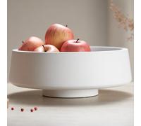 IVE Design Large White Fruit Bowl for Kitchen Counter, 14.2-inch Diameter Large Wooden Fruit Bowl, Pedestal Bowl, Fruit Bowls, Decorative Bowls