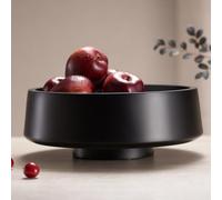 IVE Design XL Black Fruit Bowl for Kitchen Counter, 14.2-inch Diameter Large Wooden Fruit Bowl, Natural Wood, Black Decorative Bowl Fruit Holder Fruit Basket for Kitchen