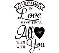 I've Fallen in Love Many Times All of Them with You Valentines Anniversary Wine Bottle Craft Vinyl Decal Sticker for Car/Window/Wall (Red Gloss)