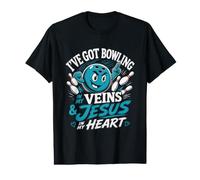 I've GOT Bowling in My Veins & Jesus in My Heart Bowler Value Graphic T-Shirt
