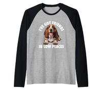 I've Got Friends in Low Places - Basset Hound Lover Dog Dad Raglan Baseball Tee