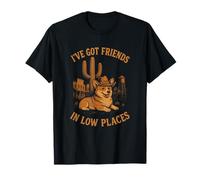 I've Got Friends Low Places - Cowboy Corgi Retro T-Shirt