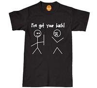 I've Got Your Back T Shirt Funny Mens Stick Man Stick Men Joke Gift Novelty tee Black