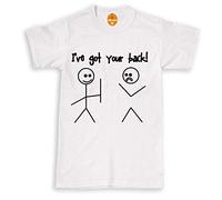 I've Got Your Back T Shirt Funny Mens Stick Man Stick Men Joke Gift Novelty tee White