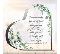 I've Learned People Will Forget What You Said Heart Shape Acrylic Plaque Block 6 x 6 Inch Decorative Desk Sign Office Table Shelf Inspirational Sympathy Bereavement Appreciation Gift Mom Dad Family