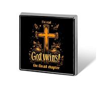 I've Read The Final Chapter God Wins Funny Lapel Pins Square Brooch Tie Suit Dress Accessories for Men Women Wedding Birthday