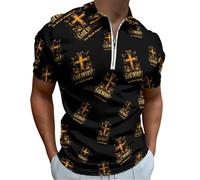 I've Read The Final Chapter God Wins Men's Short Sleeve Polo Shirts Casual Zippered Golf Shirt Slim Fit T-Shirt Tops 2XS