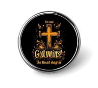 I've Read The Final Chapter God Wins Round Brooch Pin Lapel Pins Tie Suit Dress Accessories Wedding Birthday Gifts for Men Women