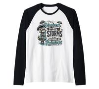I've Survived Too Many Storms Funny Raccoon Rainy Day Quote Raglan Baseball Tee