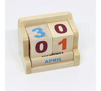 IVEI Minimal Perpetual Desk Calendar - Wooden Calendar - Block Calendar for Office Desk Decor - Wooden Desktop Calendar for Home, School, Office - Natural
