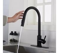 IVEKYKIBC Black Kitchen Faucets, Commercial Stainless Steel Laundry Single Handle Pull Out with Down Sprayer Modern rv