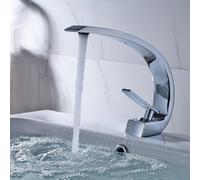 IVEKYKIBC Chrome Bathroom Faucet Modern Single Handle Basin Sink with Waterfall Design