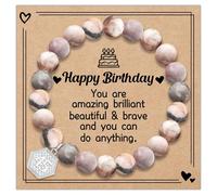 IVELECT Birthday Bracelet Gifts for Girls Women,Pink Zebra Anxiety Crystals Bracelet for 10th to 70st Birthdays Fit for Mom Friends Daughter Auntie Granddaughter Niece Sister (45)