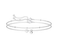 IVELECT Layered Initial Silver Bracelet for Women Girls, A-Z Heart Pendant With Bead Personalized Monogram Charm Birthday Gifts for Teen Girls Jewelry