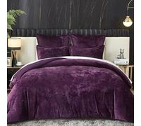 Ivellow Crushed Velvet Comforter Set Queen Purple Comforter Set 5pcs Ultra Soft Lightweight Breathable Bedding Set Luxury Cozy Flannel Comforter Queen Size (1 Comforter,2 Pillow Shams, 2 Euro Shams