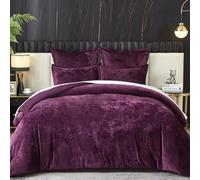 Ivellow Crushed Velvet Comforter Set Queen Purple Comforter Set 5pcs Ultra Soft Lightweight Breathable Bedding Set Luxury Cozy Flannel Comforter Queen Size (1 Comforter,2 Pillow Shams, 2 Euro Shams