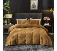 Ivellow Velvet Flannel Duvet Cover King Size - Rust Comforter Cover Set, Ultra Soft Breathable Cozy Velour, Solid Luxury Bedding With Zipper Closure and Corner Ties